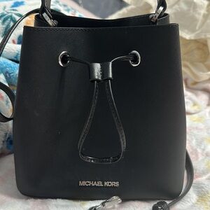 Michael Kors Black Saffiano Drawstring Crossbody Bag